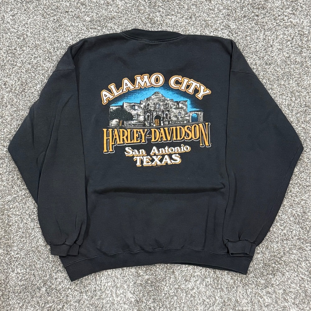 Vintage 1998 Harley Davidson Alamo City Texas Henley Sweatshirt Mens XXL Biker